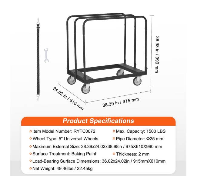 Gipso kartono vežimėlis, 680 kg talpos6
