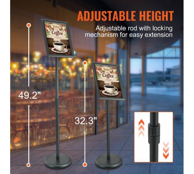 Juodas reguliuojamas stovimos iškabos laikiklis2