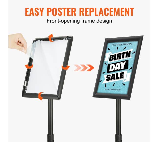 Juodas reguliuojamas stovimos iškabos laikiklis5