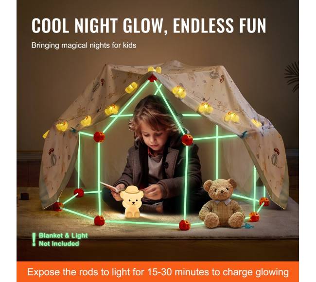 Vaikų palapinės statymo rinkinys švytinčia tamsoje2
