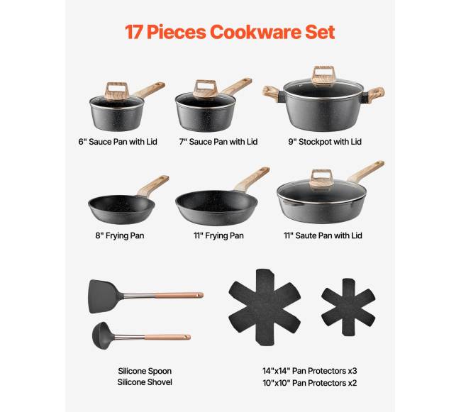 17 dalių granitinė virtuvės indų rinkinys1