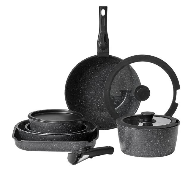 17 dalių granitinė nelimpančių puodų ir keptuvių rinkinys8