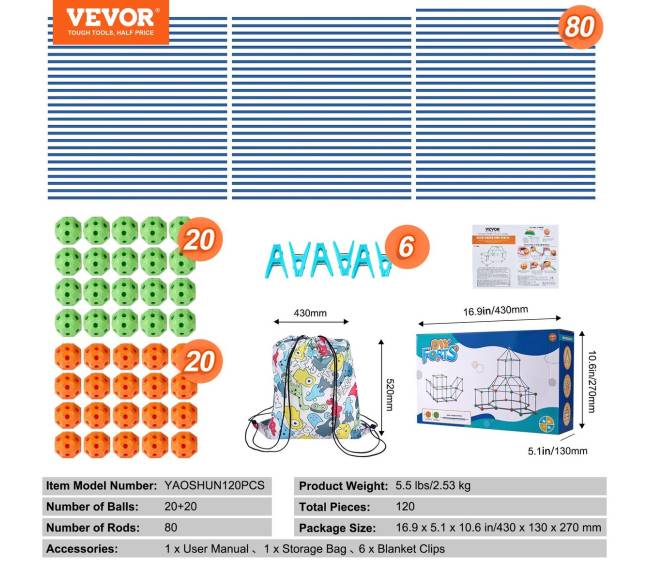 Vaikų palapinės konstravimo rinkinys pilis6