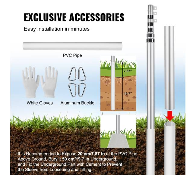 9 m teleskopinis vėliavos stiebas iš aliuminio4