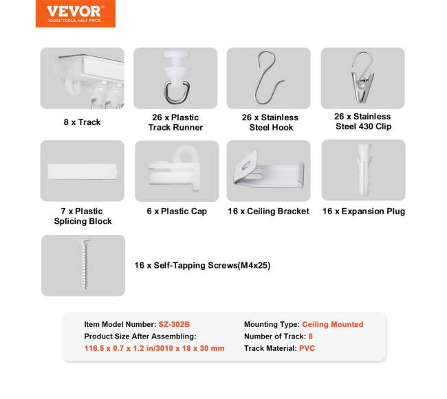 Lubų užuolaidų bėgių rinkinys 3 m klijai6