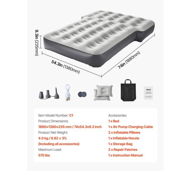 Automobilinė pripučiama čiužinių lova su pompa6