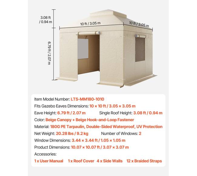 Žiemos tente pavėsinei 3.05 x 3.05 m6