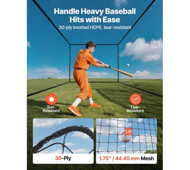 Beisbolo mušimo narvelis, 12.7 m x 3.9 m x 3.08 m, tik tinklas2