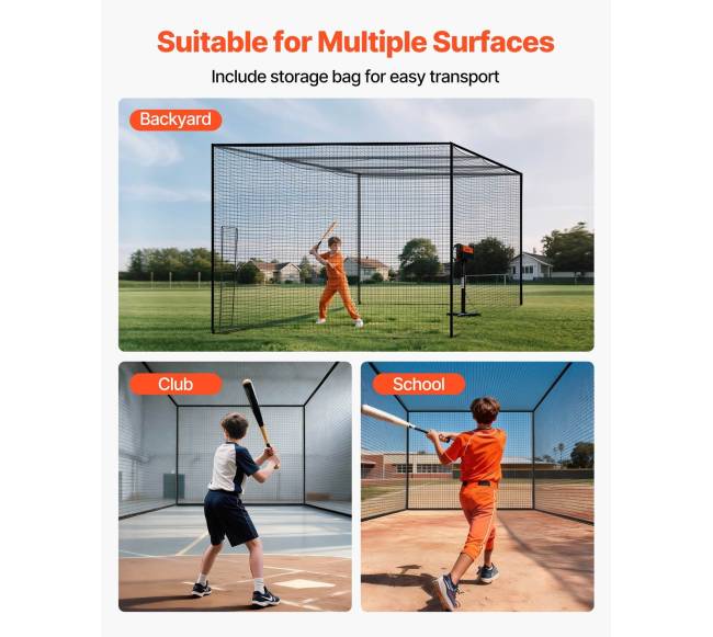 Beisbolo mušimo narvelis, 12.7 m x 3.9 m x 3.08 m, tik tinklas5