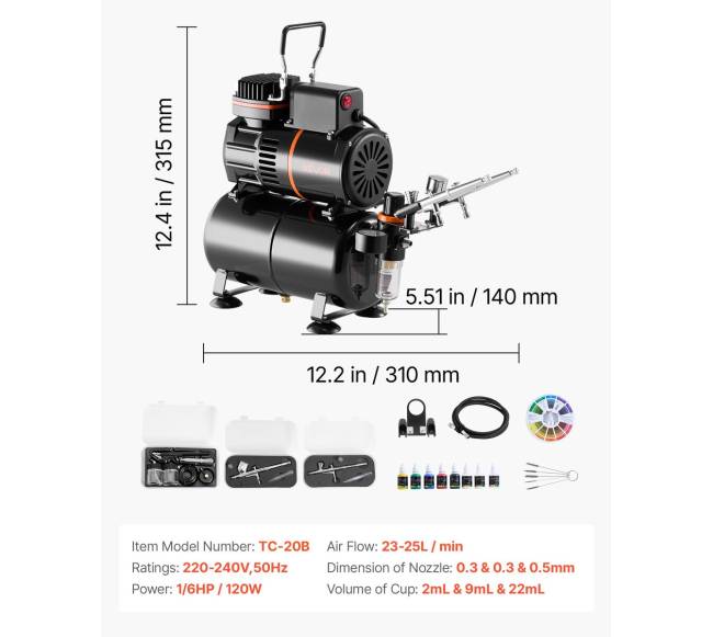 Aerografo rinkinys su kompresoriumi6