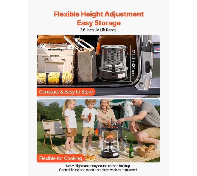 Nešiojamas 9000 BTU žibalinio šildytuvas ir viryklė4