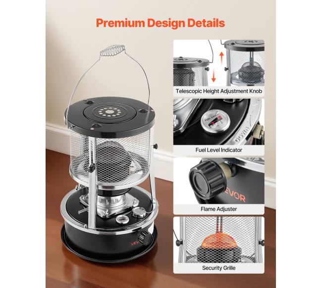 Nešiojamas 9000 BTU žibalinio šildytuvas ir viryklė5