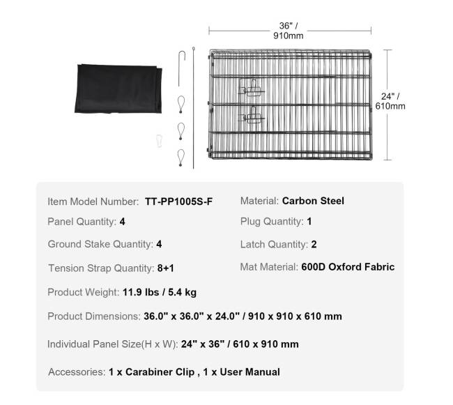 Sulankstoma 4 panelių metalinė šunų tvora6