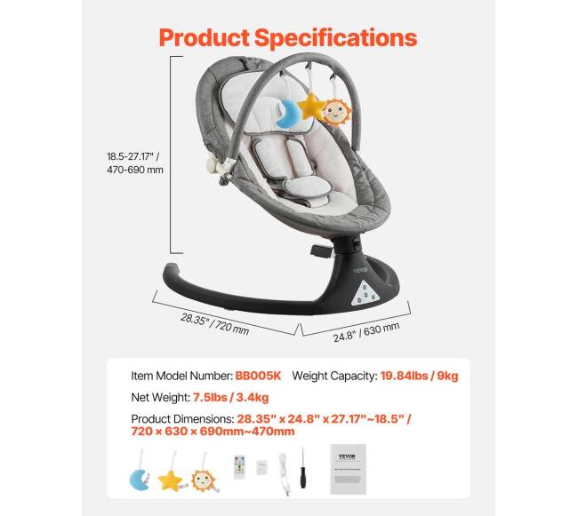 Kūdikių sūpynės su nuotolinio valdymo pultu6