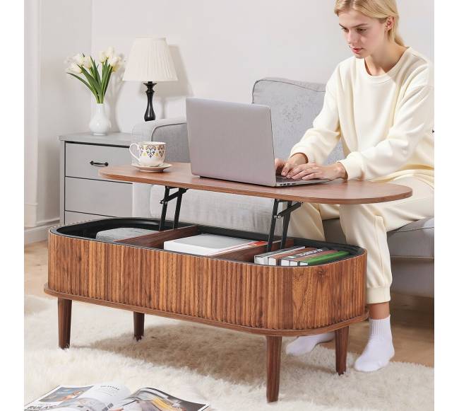 Pakeliamas ovalus riešutmedžio kavos stalas7