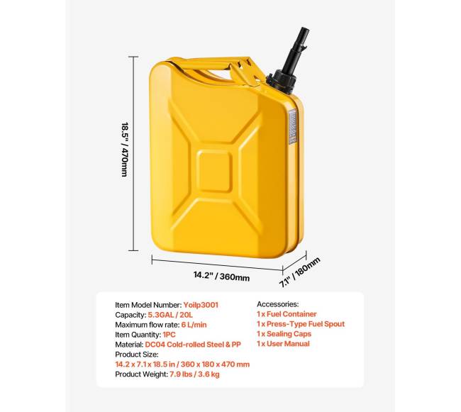 Geležinė kuro talpa, 20 l su piltuvu6