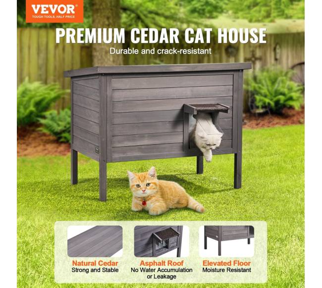 Medinis lauko kačių namelis su PVC durimis1