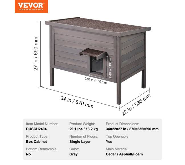 Medinis lauko kačių namelis su PVC durimis6