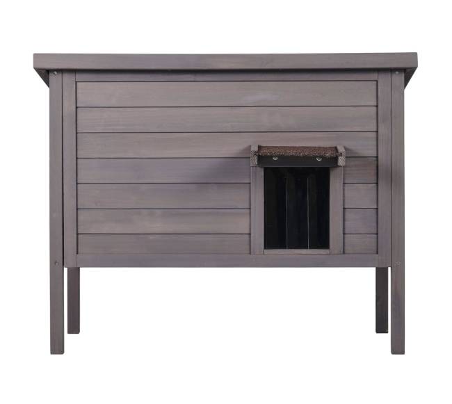 Medinis lauko kačių namelis su PVC durimis8