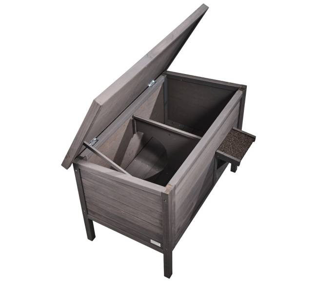 Medinis lauko kačių namelis su PVC durimis9