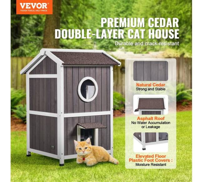 Lauko dviejų aukštų kačių namelis1