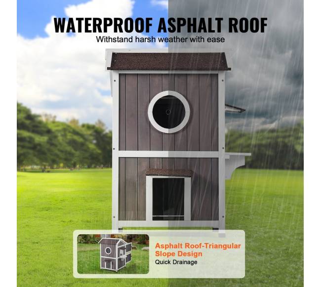 Lauko dviejų aukštų kačių namelis2