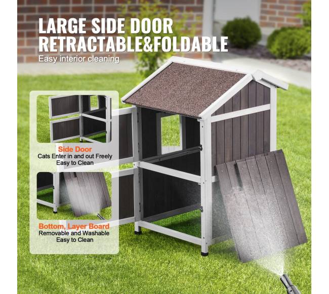 Lauko dviejų aukštų kačių namelis3