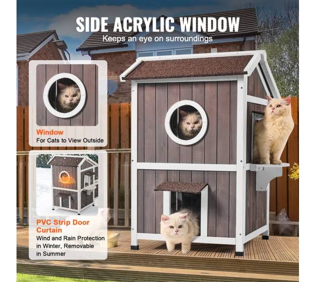 Lauko dviejų aukštų kačių namelis4