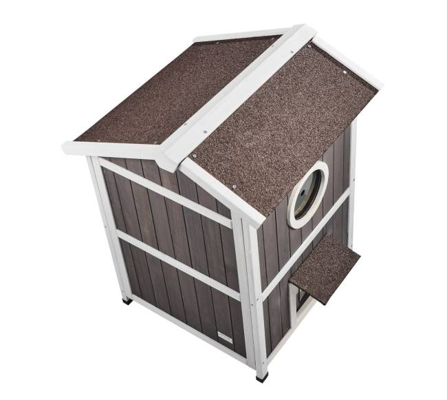 Lauko dviejų aukštų kačių namelis9