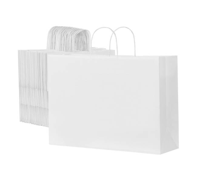 Balti kraft popieriaus maišeliai su rankenomis 100 vnt.0