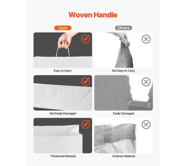 Balti kraft popieriaus maišeliai su rankenomis 100 vnt.3