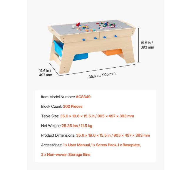 Vaikiškas veiklos stalas su 200 kaladėlėmis6