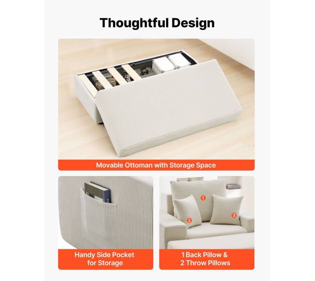 Gultas kėdė su pagalvėlėmis, 1115 mm4