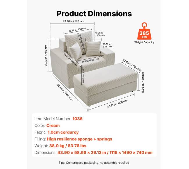Gultas kėdė su pagalvėlėmis, 1115 mm6