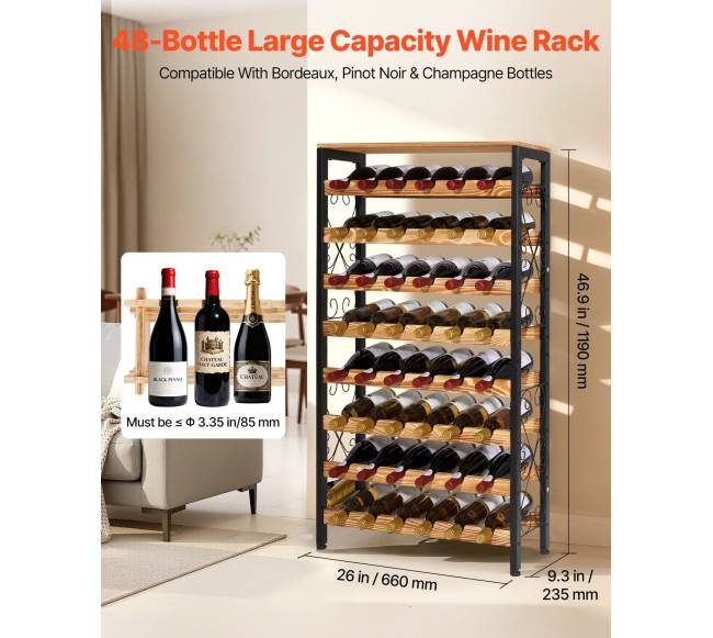 48 vietų vyno lentyna su mediniu stalviršiu1