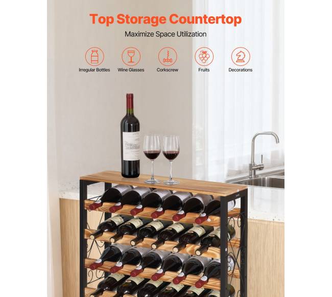 48 vietų vyno lentyna su mediniu stalviršiu3