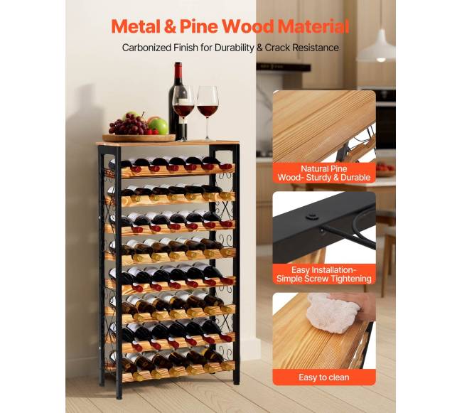 48 vietų vyno lentyna su mediniu stalviršiu5