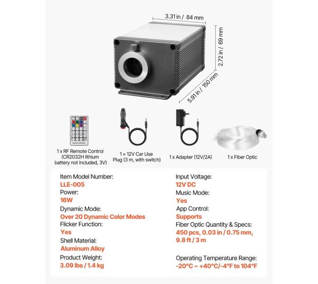 Stogo švieselių komplektas su 450 optinio pluošto šviesų6