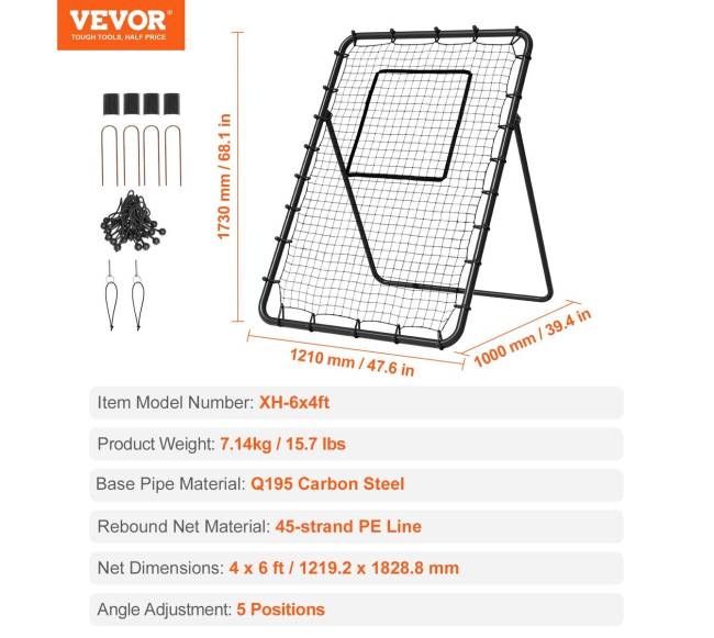 Beisbolo ir softbolo atmušimo tinklas 4x6 pėd.6
