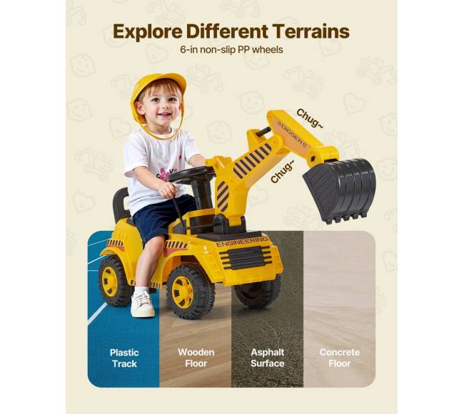 Vaikiškas stumdomas ekskavatorius su šalmu4