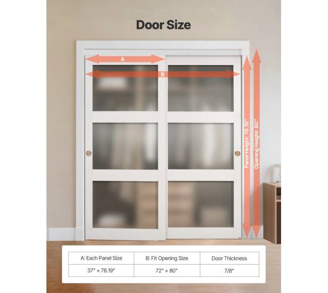 Slenkamos drabužinės durys 3 dalių, su matiniu stiklu1