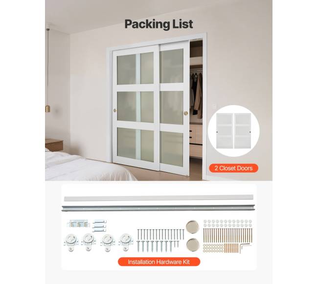 Slenkamos drabužinės durys 3 dalių, su matiniu stiklu5