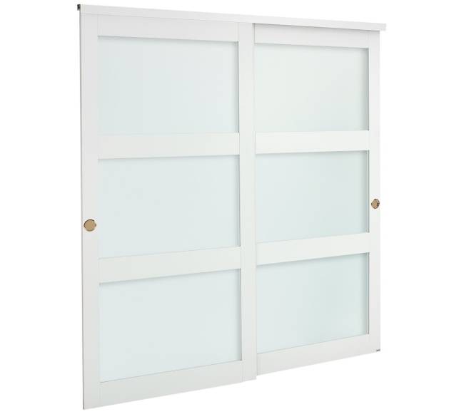 Slenkamos drabužinės durys 3 dalių, su matiniu stiklu8