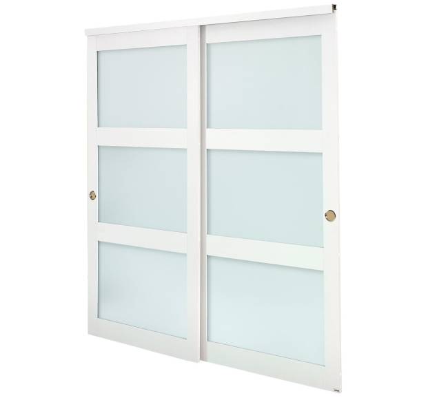 Slenkamos drabužinės durys 3 dalių, su matiniu stiklu9