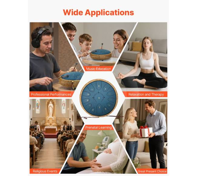 Plieninis liežuvinis būgnelis 30,5 cm, C-dur5