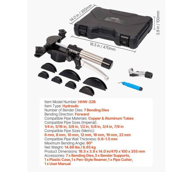 Hidraulinis vamzdžių lenkimo rinkinys 6-22 mm6