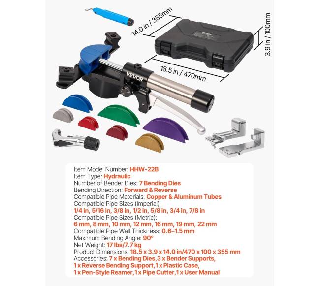 Hidraulinis vamzdynų lankstymo komplektas 6-22 mm6