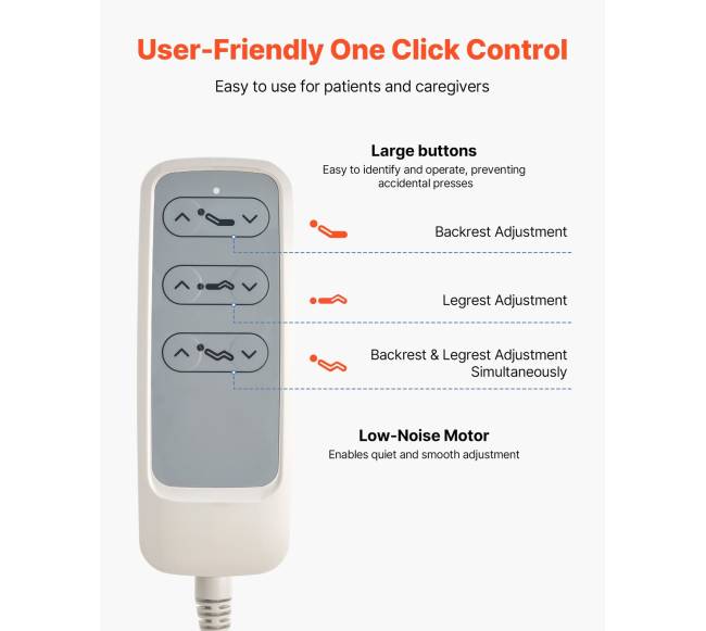 Elektrinė ligoninės lova su dviejų funkcijų reguliavimu4