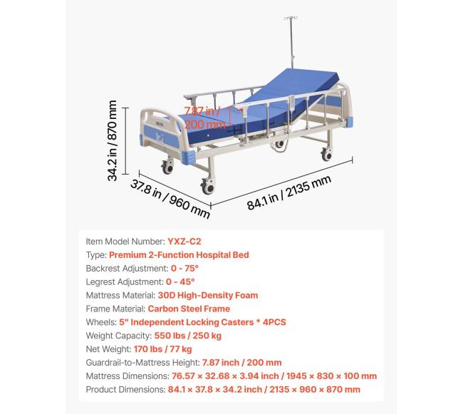 Elektrinė ligoninės lova su dviejų funkcijų reguliavimu6