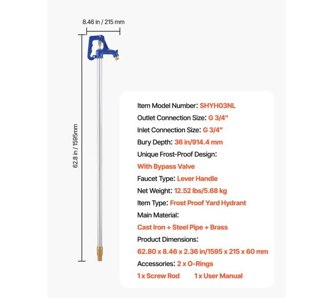 Šalčio atsparus kiemo hidrantas 1595mm6